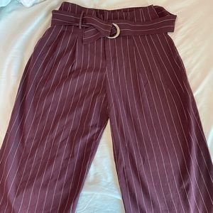 Dark Purple with White Stripes Wide leg pants